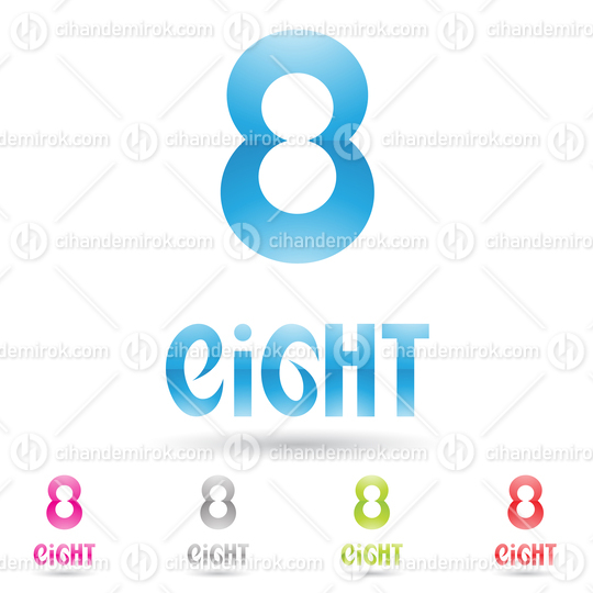 Blue Abstract Logo Icon of Number 8 with Round Curves