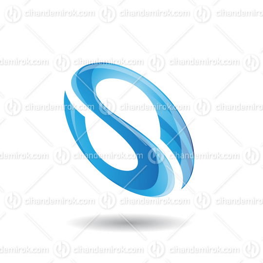 Blue Abstract Oval Curvy Letter S Icon