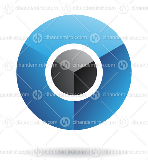 Blue Abstract Sphere with Black Round Core Logo Icon