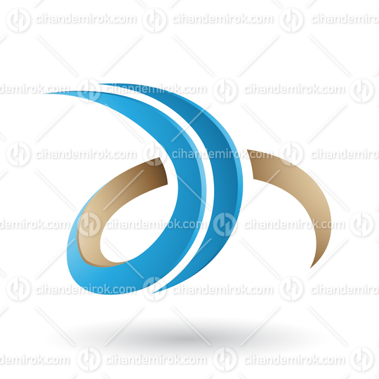 Blue and Beige 3d Curly Letter D and H Vector Illustration