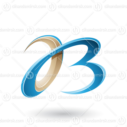 Blue and Beige 3d Curly Letters A and B Vector Illustration