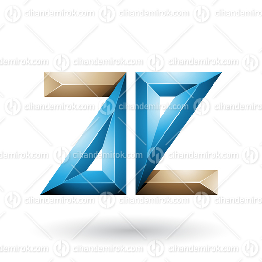 Blue and Beige 3d Geometrical Embossed Letters A and E