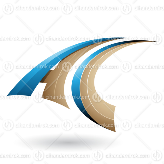 Blue and Beige Dynamic Flying Letter A and C Vector Illustration