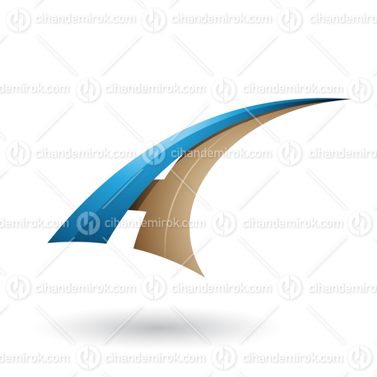 Blue and Beige Dynamic Flying Letter A Vector Illustration