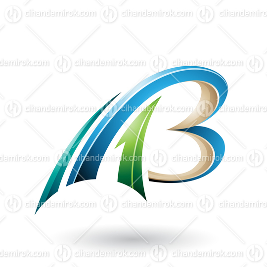 Blue and Beige Flying Dynamic 3d Letters A and B