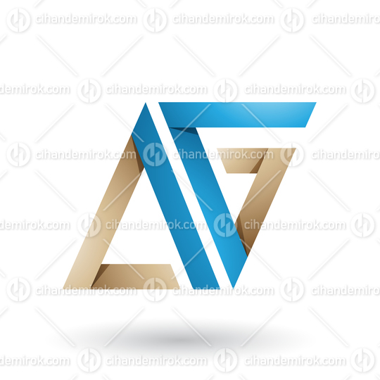 Blue and Beige Folded Triangle Letters A and G