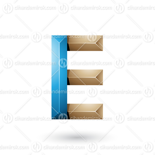 Blue and Beige Pyramid Like Geometrical Letter E