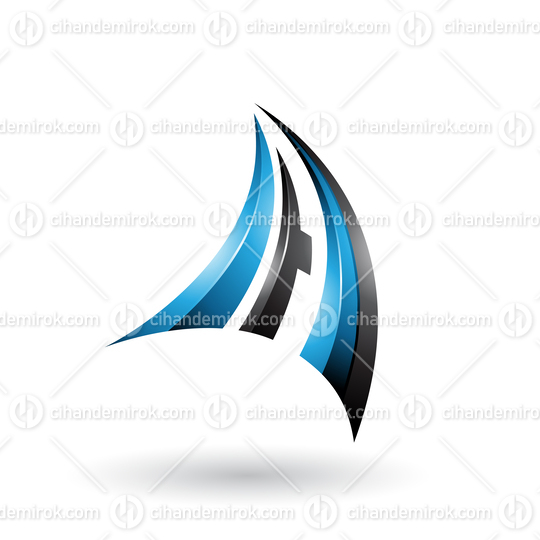 Blue and Black 3d Dynamic Flying Letter A Vector Illustration