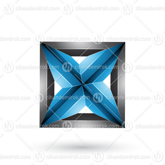 Blue and Black 3d Geometrical Embossed Square and Triangle Shape