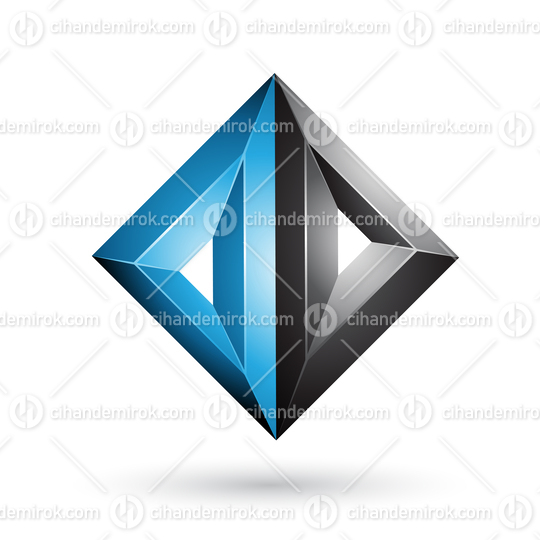 Blue and Black 3d Geometrical Embossed Triangle Diamond Shape