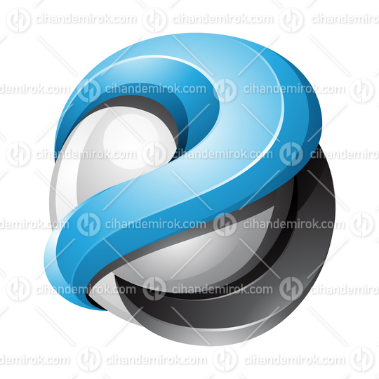 Blue and Black 3d Shiny Sphere Logo Icon - Bundle No: 009