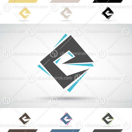Blue and Black Abstract Logo Icon of Layered Square Letter E
