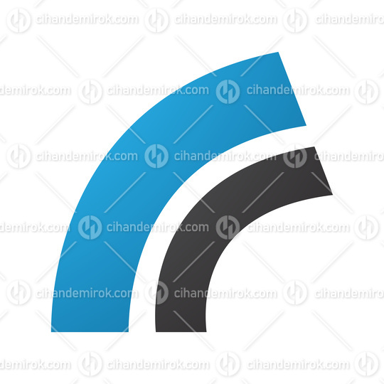Blue and Black Arc Shaped Letter R Icon