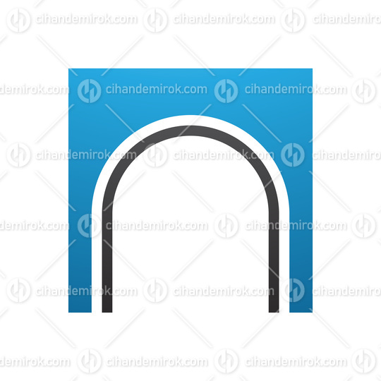 Blue and Black Arch Shaped Letter N Icon