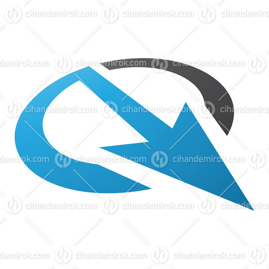 Blue and Black Arrow Shaped Letter Q Icon