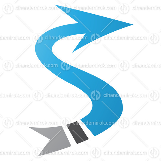 Blue and Black Arrow Shaped Letter S Icon