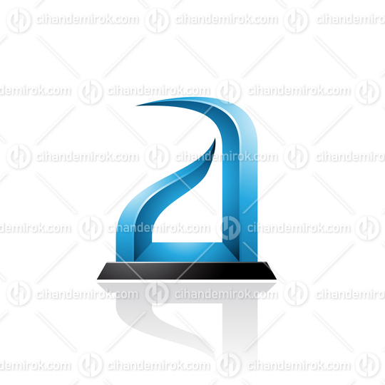 Blue and Black Bow-like Embossed Letter A Vector Illustration