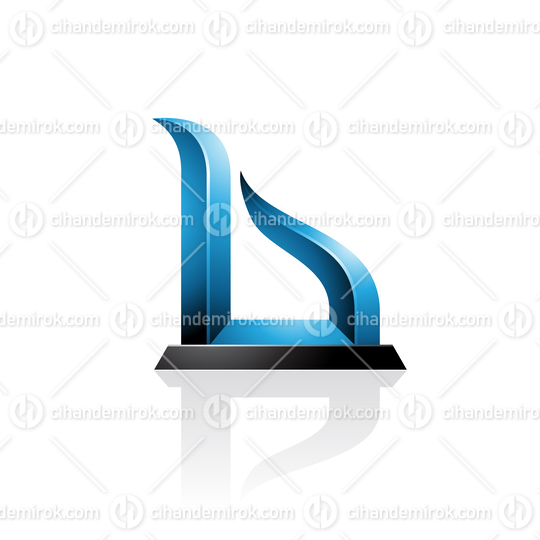 Blue and Black Bow-like Embossed Letter B Vector Illustration