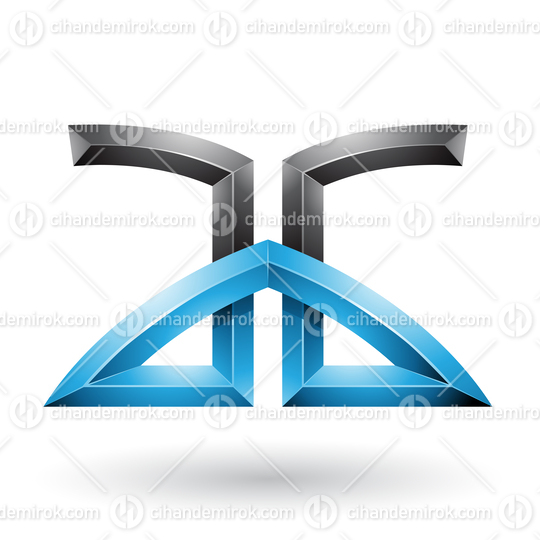 Blue and Black Bridged Embossed Letters of A and G