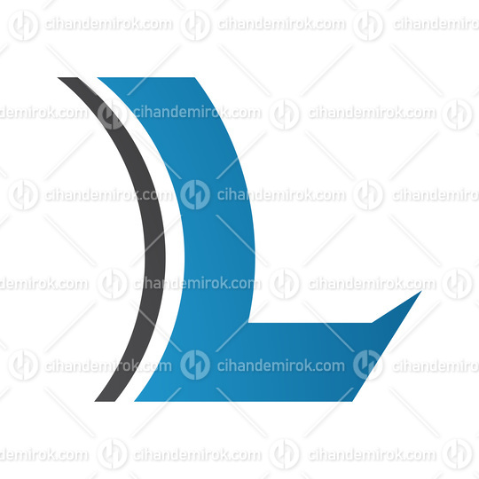 Blue and Black Concave Lens Shaped Letter L Icon