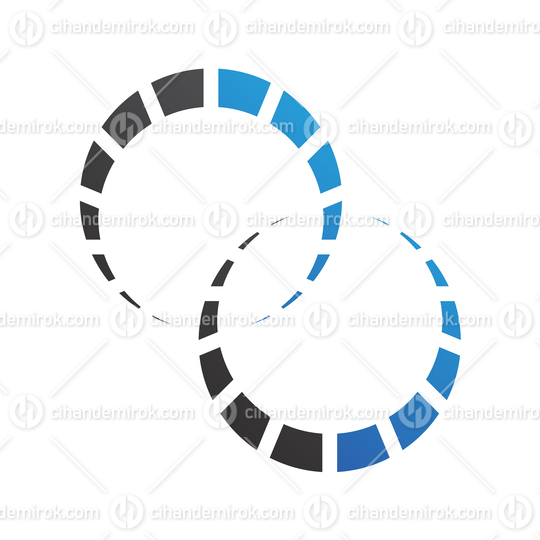 Blue and Black Crescent Shaped Gears Logo Icon - Bundle No: 087
