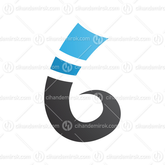 Blue and Black Curly Spike Shape Letter B Icon