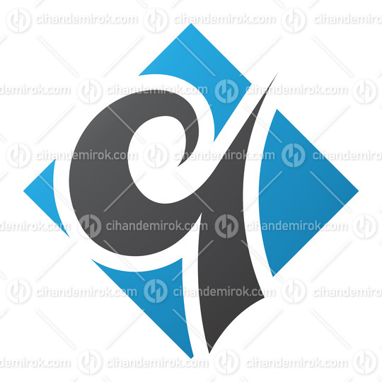 Blue and Black Diamond Shaped Letter Q Icon