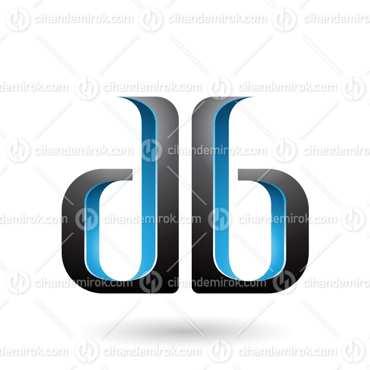 Blue and Black Double Sided D and B Letters Vector Illustration