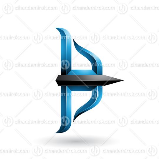 Blue and Black Embossed Bow and Arrow Vector Illustration
