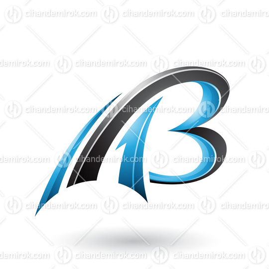 Blue and Black Flying Dynamic 3d Letters A and B