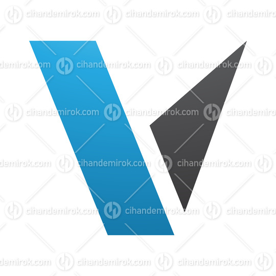 Blue and Black Geometrical Shaped Letter V Icon