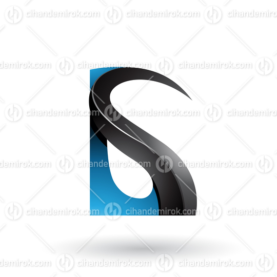 Blue and Black Glossy Curvy Embossed Letter G Vector Illustration