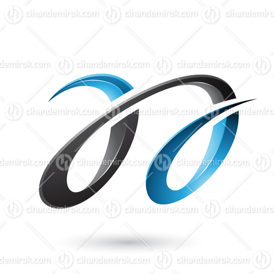 Blue and Black Glossy Dual Letters A Vector Illustration
