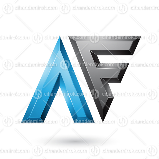 Blue and Black Glossy Dual Letters of Letters A and F