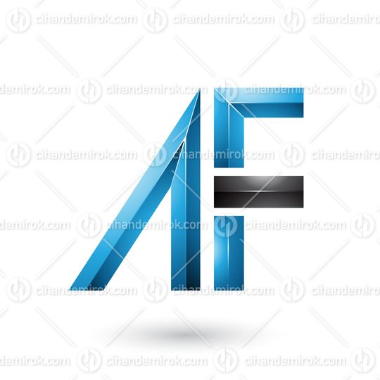 Blue and Black Glossy Letters of A and F Vector Illustration