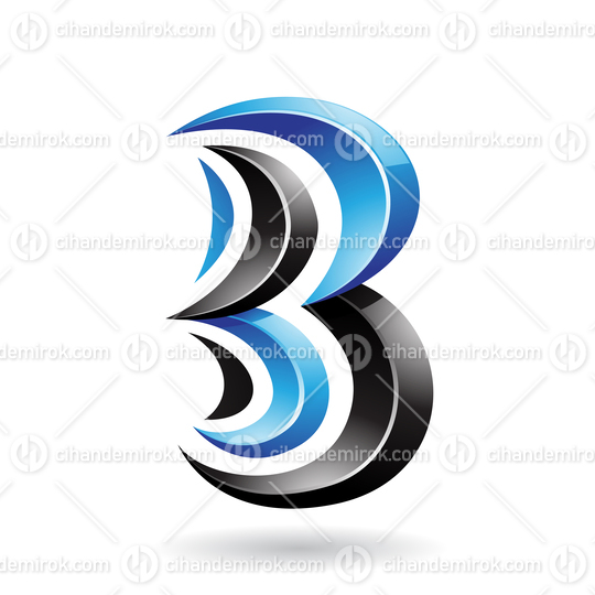 Blue and Black Glossy Spiky Embossed Icon for Letter B