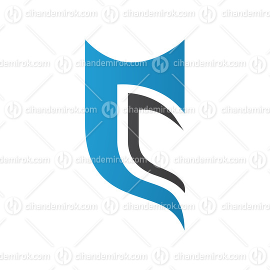 Blue and Black Half Shield Shaped Letter C Icon