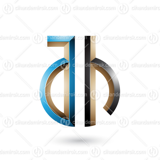 Blue and Black Key-like Symbol of Letters A and H