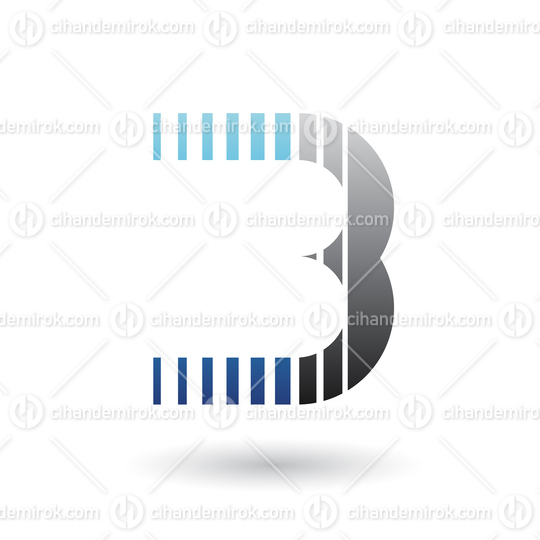 Blue and Black Letter B Icon with Vertical Stripes