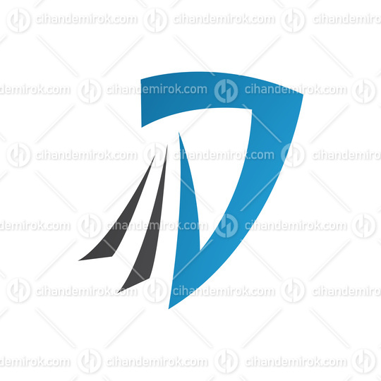 Blue and Black Letter D Icon with Tails