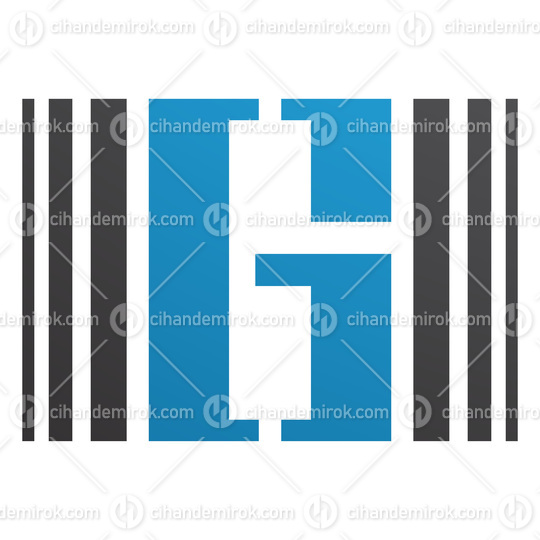 Blue and Black Letter G Icon with Vertical Stripes