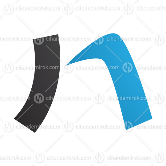 Blue and Black Letter N Icon with a Curved Rectangle