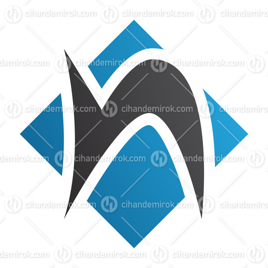 Blue and Black Letter N Icon with a Square Diamond Shape