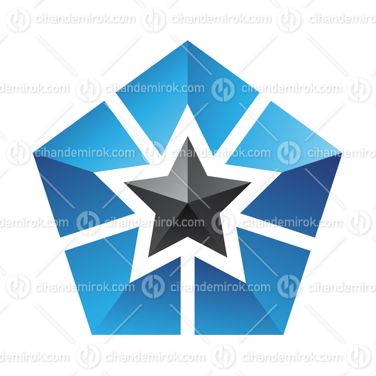 Blue and Black Pentagon Star Logo Icon - Bundle No: 008