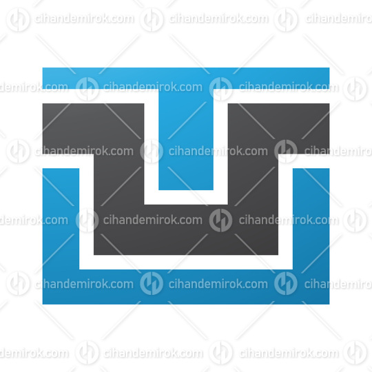 Blue and Black Rectangle Shaped Letter U Icon