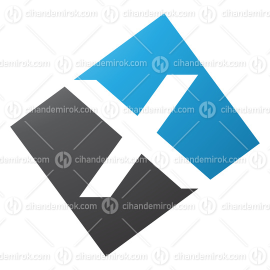 Blue and Black Rectangle Shaped Letter X Icon