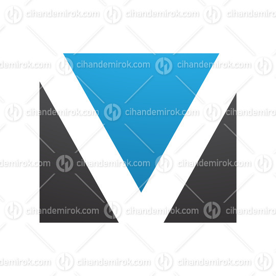 Blue and Black Rectangular Shaped Letter V Icon