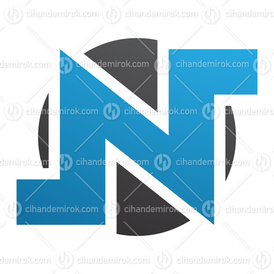 Blue and Black Round Bold Letter N Icon