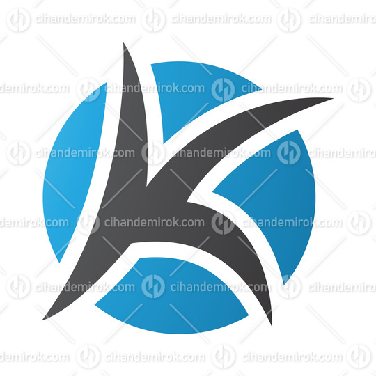 Blue and Black Round Pointy Letter K Icon