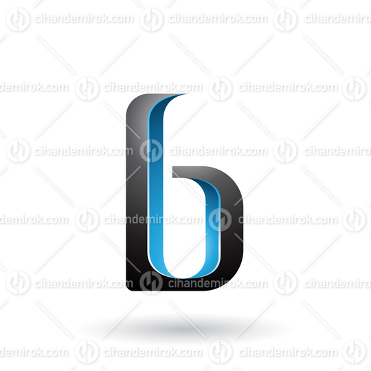 Blue and Black Shaded Letter B Vector Illustration